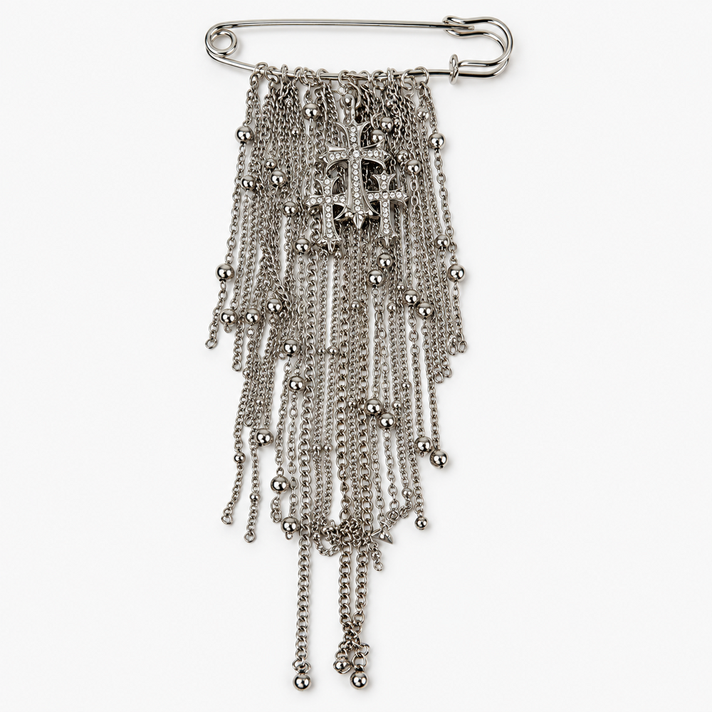 Broche prateado de correntes