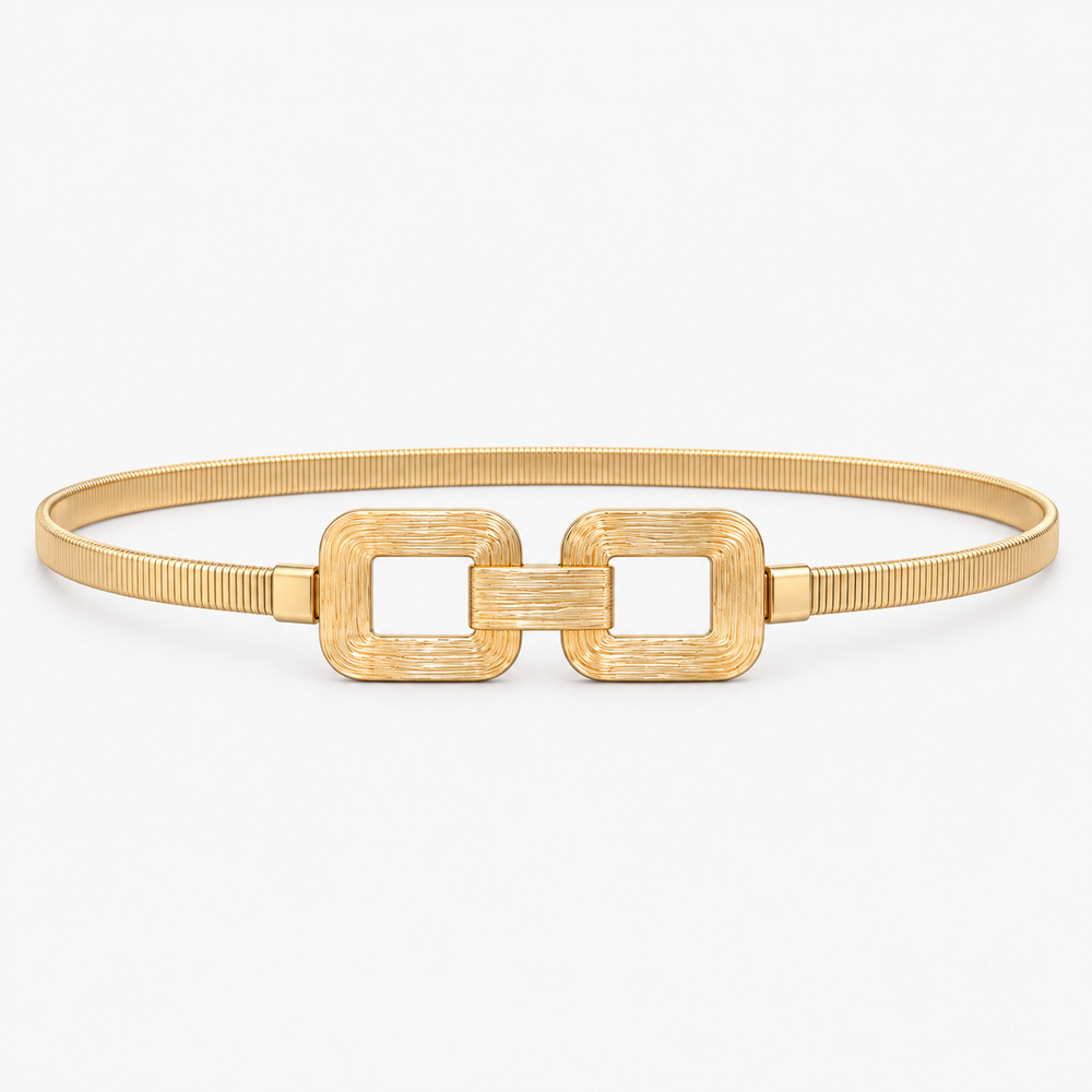 Cinto dourado ou prata fivela dupla