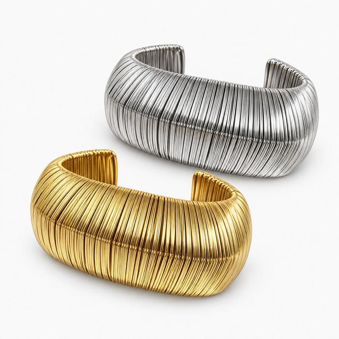 Bracelete Metalizado Largo Texturizado – Versatilidade