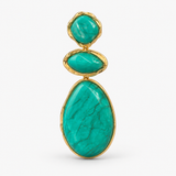 Brinco Longo Dourado com Pedra Turquesa – Encanto
