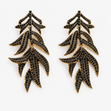 Brinco Longo de Folhas com Strass – Refinamento