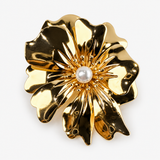Broche Flor Dourado com Pérola – Suavidade