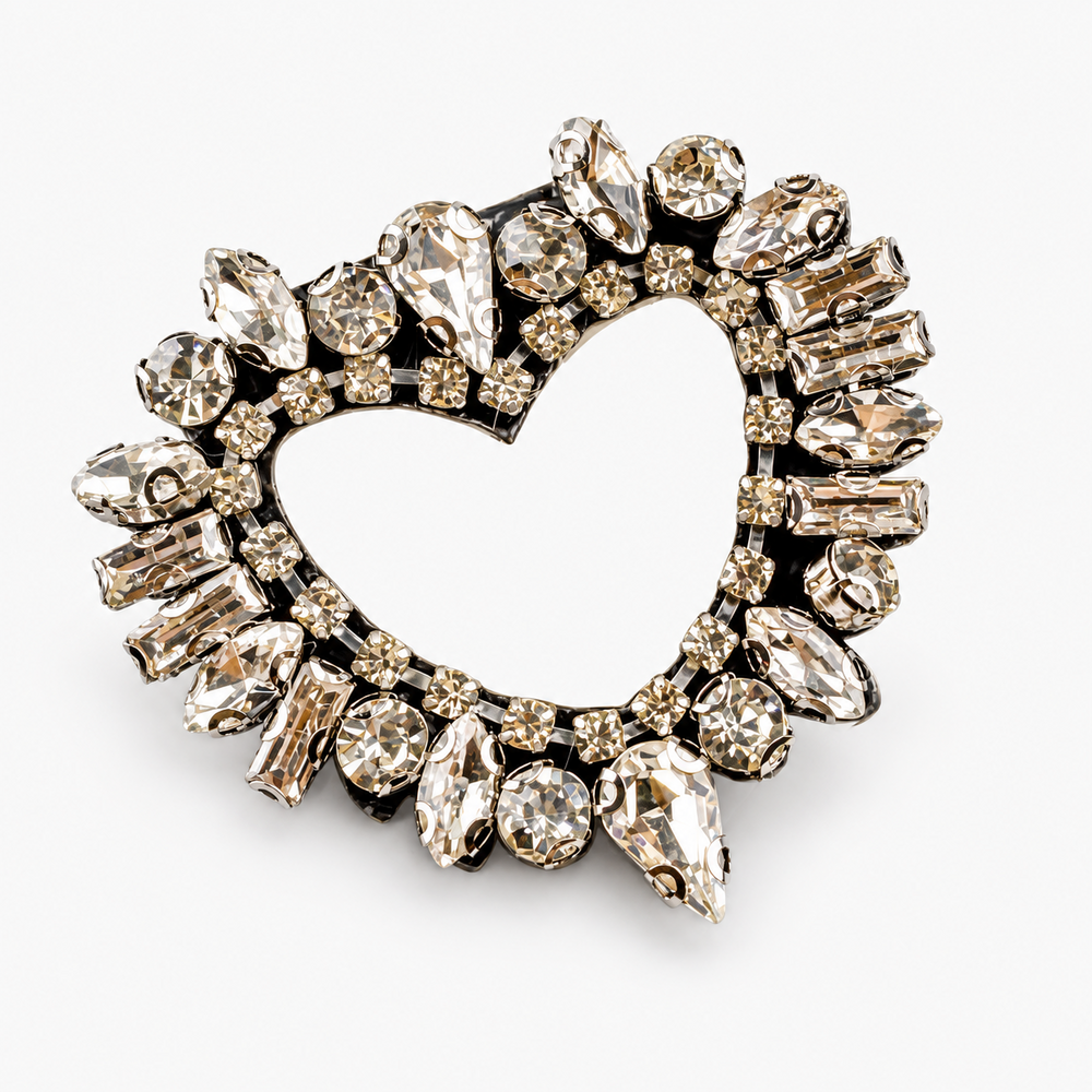 Broche coração strass