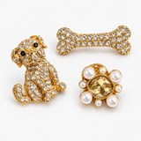 Trio de Broches Cachorrinho, Osso e Patinha com Strass – Ternura