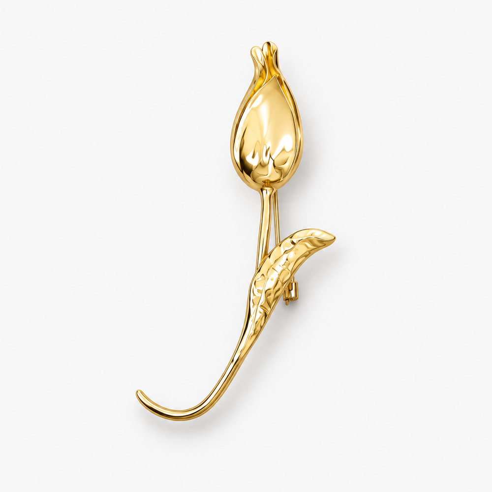 Broche dourado tulipa