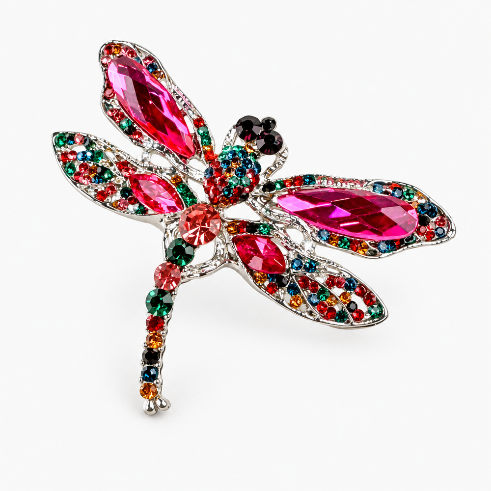 Broche libélula rosa