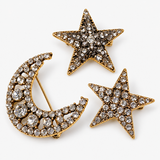 Trio de Broches Lua e Estrelas com Strass – Radiância