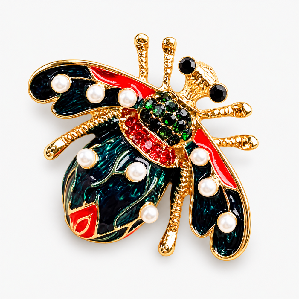 Broche mariposa negro y rojo