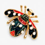 Broche Mariposa Esmaltado com Pérolas e Strass – Retrô
