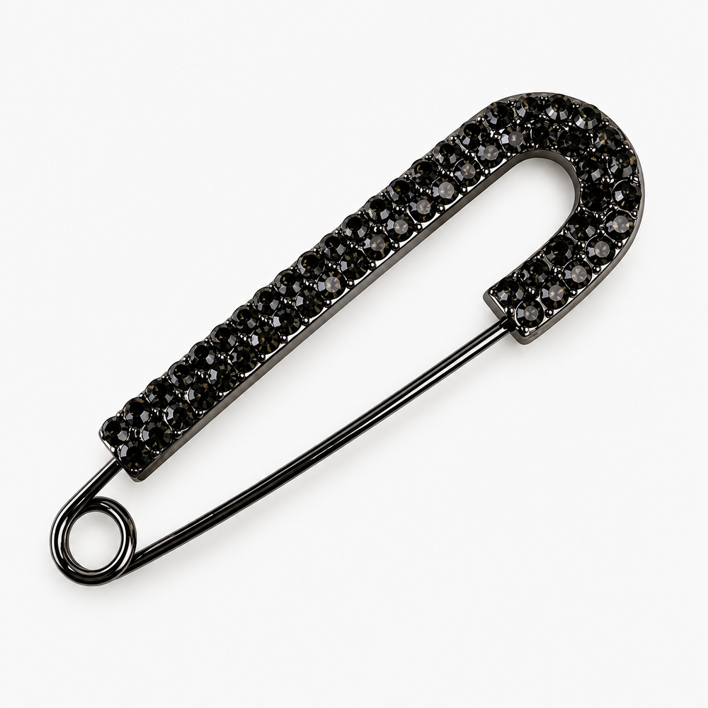 Broche preto com strass