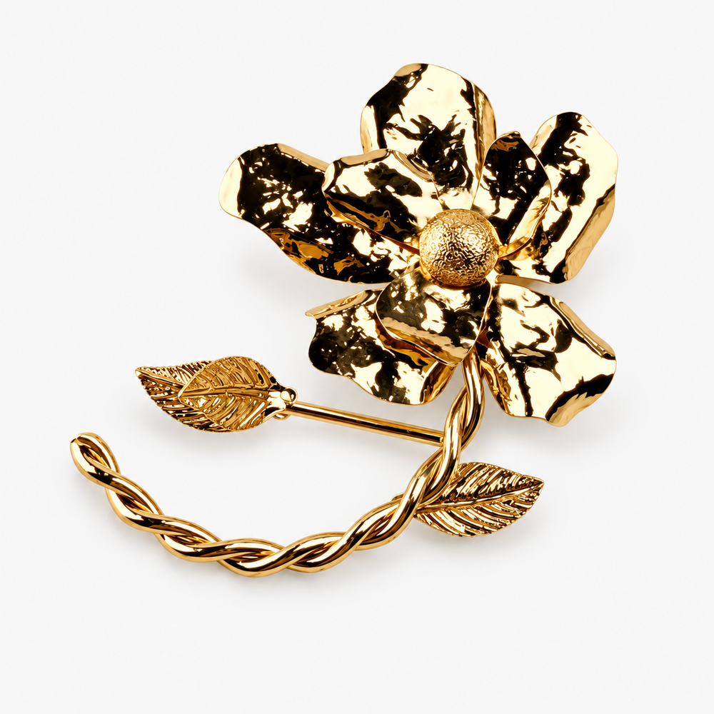 Broche rosa dourada
