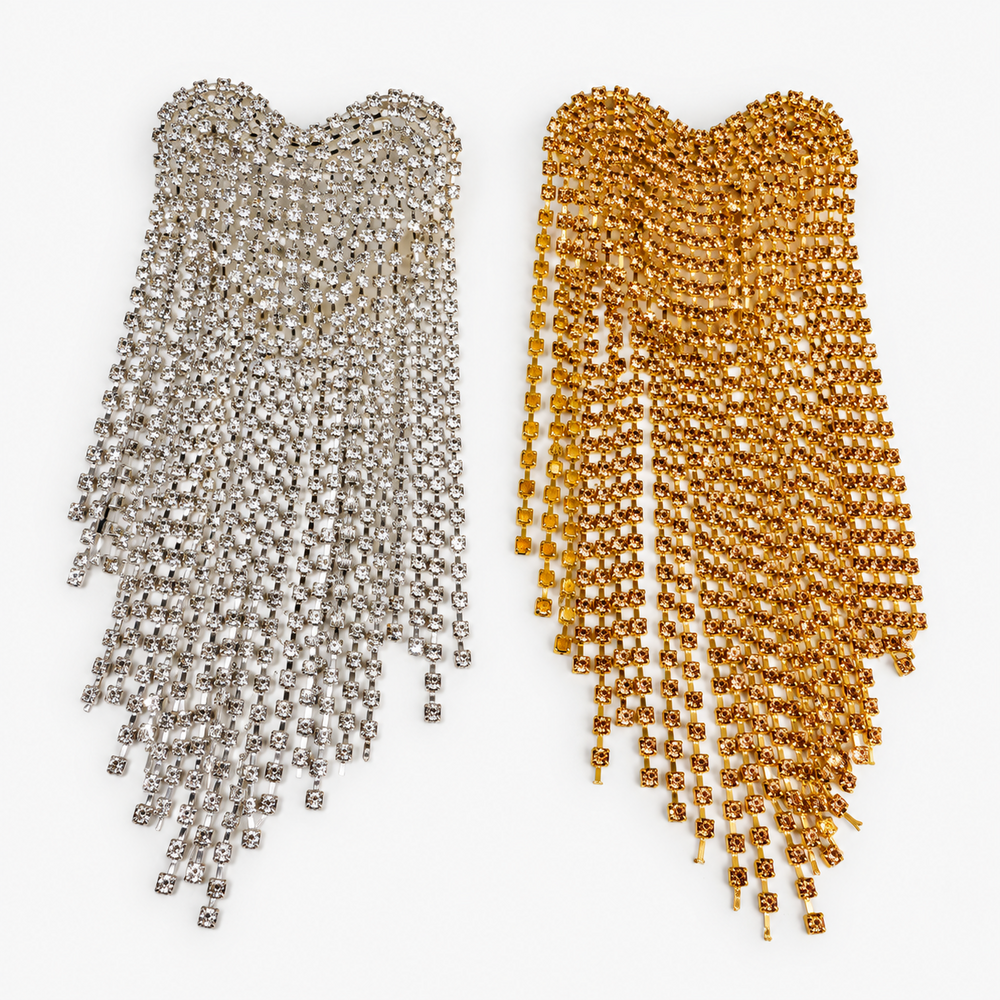 Broches de strass prata e dourado
