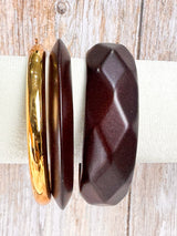 Pulseira Dourada e Marrom de Resina Geométrica – Equilíbrio